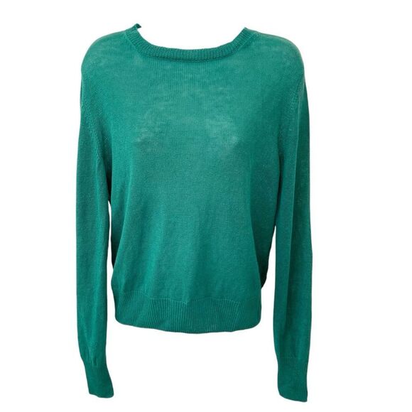 NWT Weekend MaxMara Volpino Linen Knit Top Green size Small - Picture 2 of 9